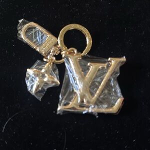 Gold LV Monogram Keychain Charm